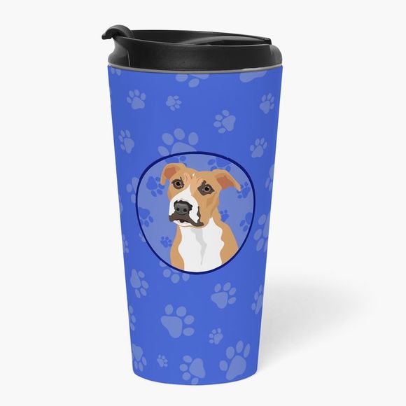 Pit Bull Fawn #3  Stainless Steel 16 oz  Tumbler, Blue - Picture 2 of 4